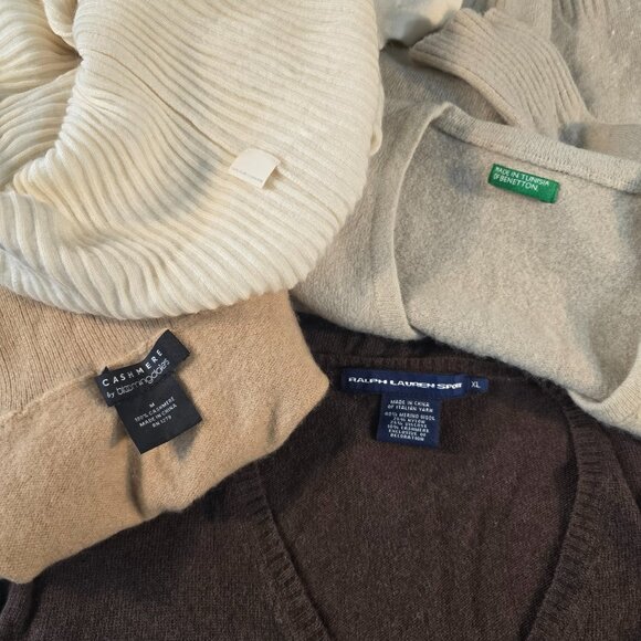 Crafters Cutters Cashmere Wool Sweaters Lot of 4 Repurpose Upcycle Recycle Flaws - Picture 3 of 4